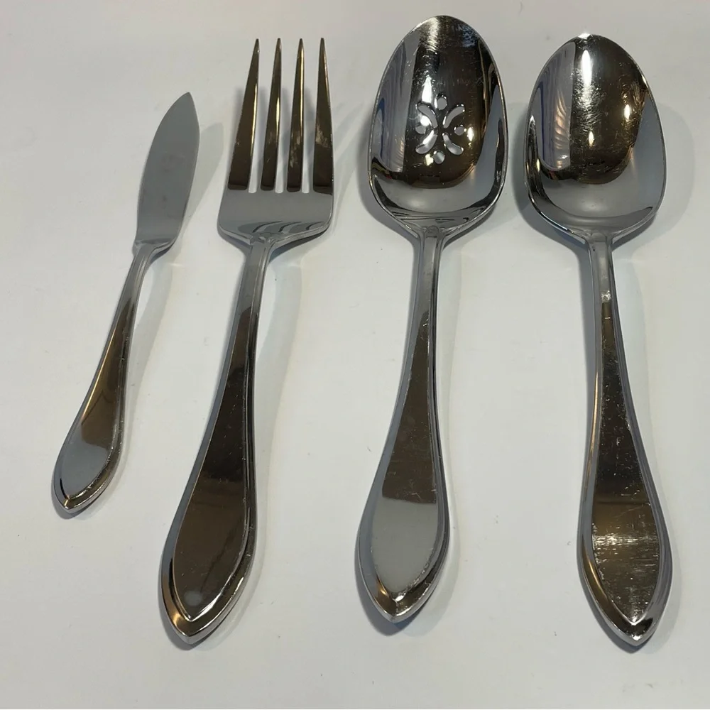 Oneida Stainless Flatware Hostess Serving Set 4 Pieces Slotted Spoon Silverware